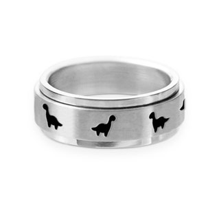 Dinosaur Spinner Ring, Personalized Inside, 925 Sterling Silver Spinner Ring, Fidget Ring, Anxiety Ring, Meditation Ring, Handmade Ring