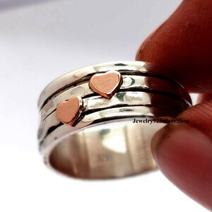 Spinner Ring, 925 Silver Ring, Meditation Ring, Handmade Ring, Anxiety Ring, Narrow Spinning, Thumb Ring, Heart Ring, Women Ring code-266