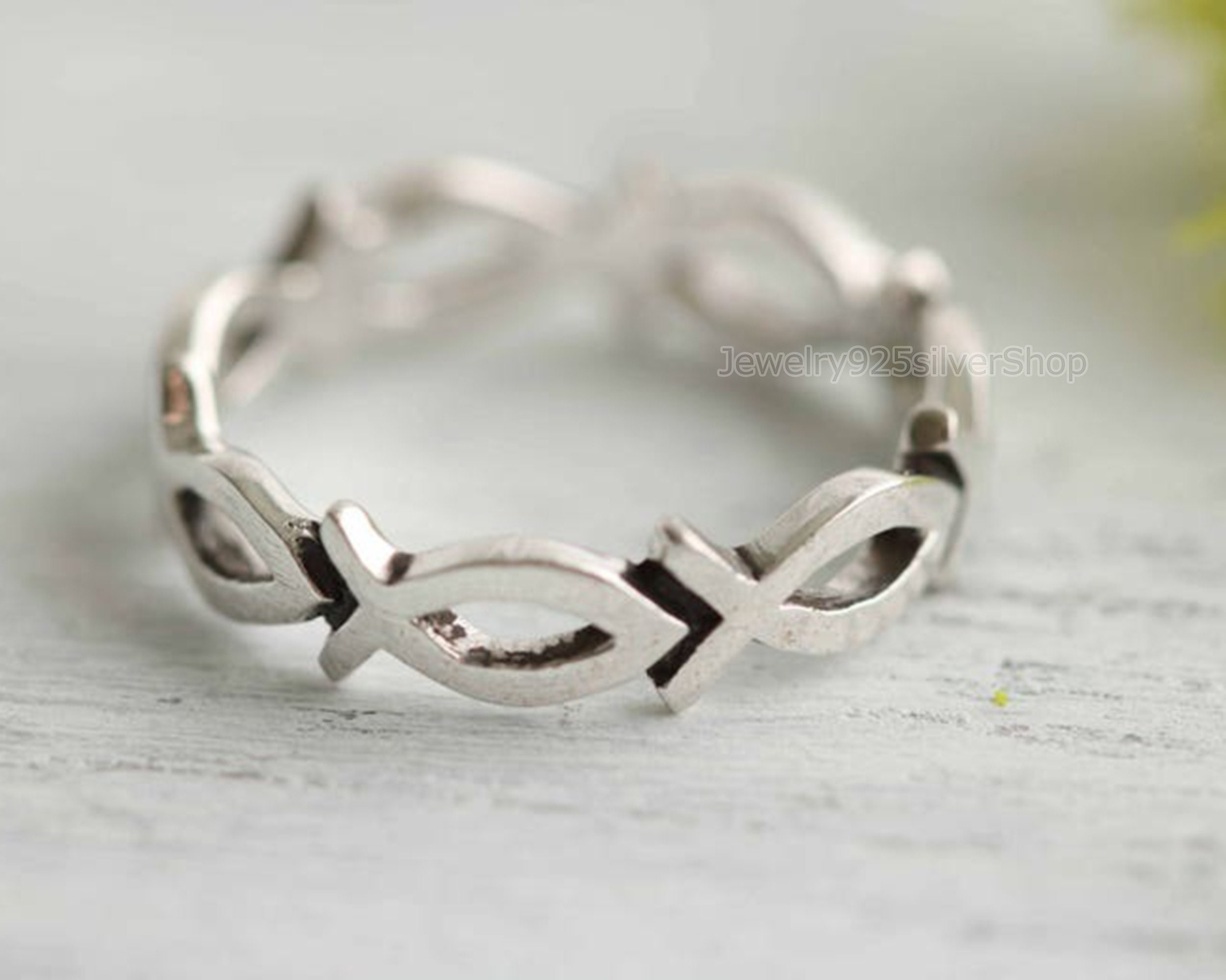 Christian Fish Ring 925 Sterling Silver Silver Fish Ring Etsy