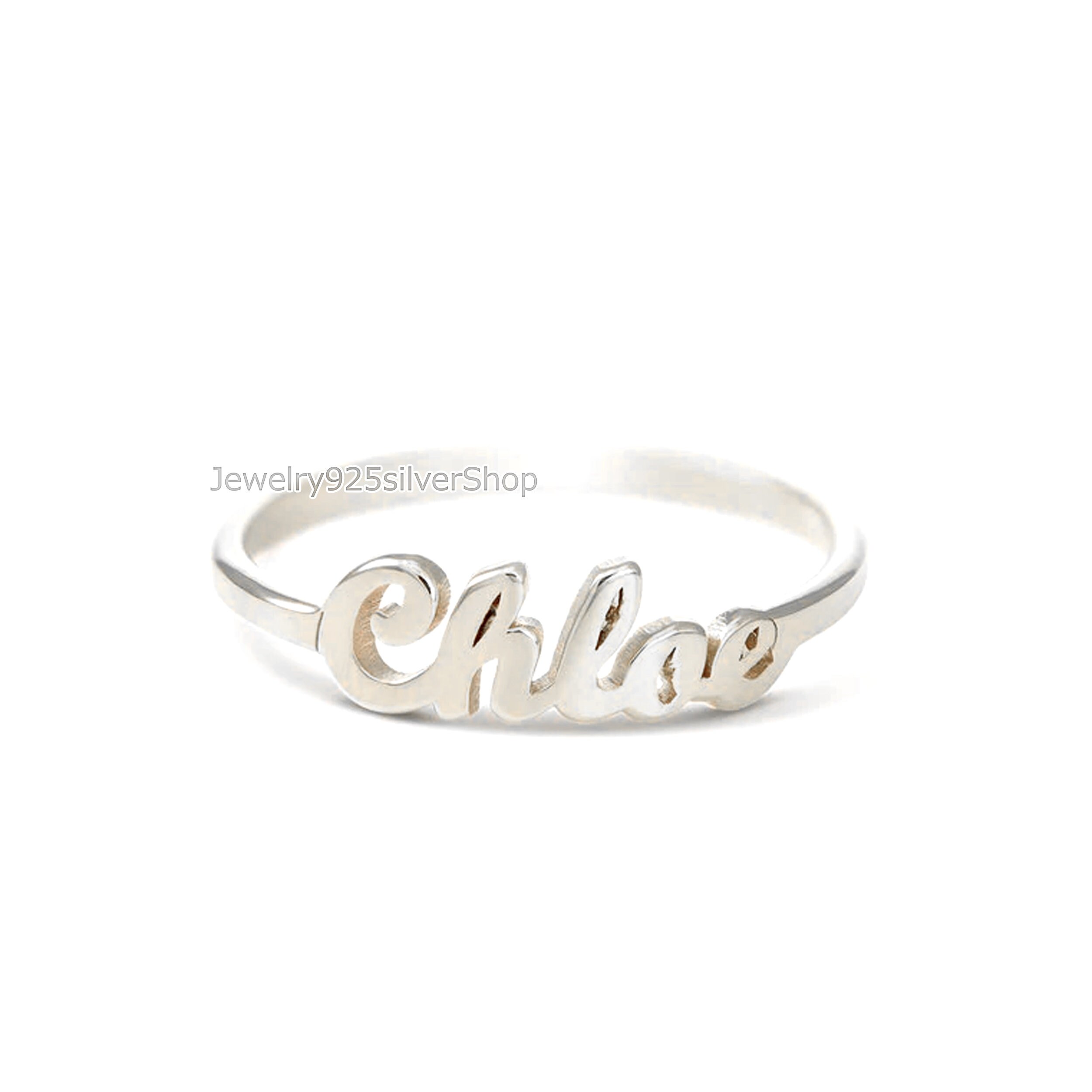 Name Ring - Sterling Silver Ring for Her - Silver Personalized Ring Outside Engraved / Female