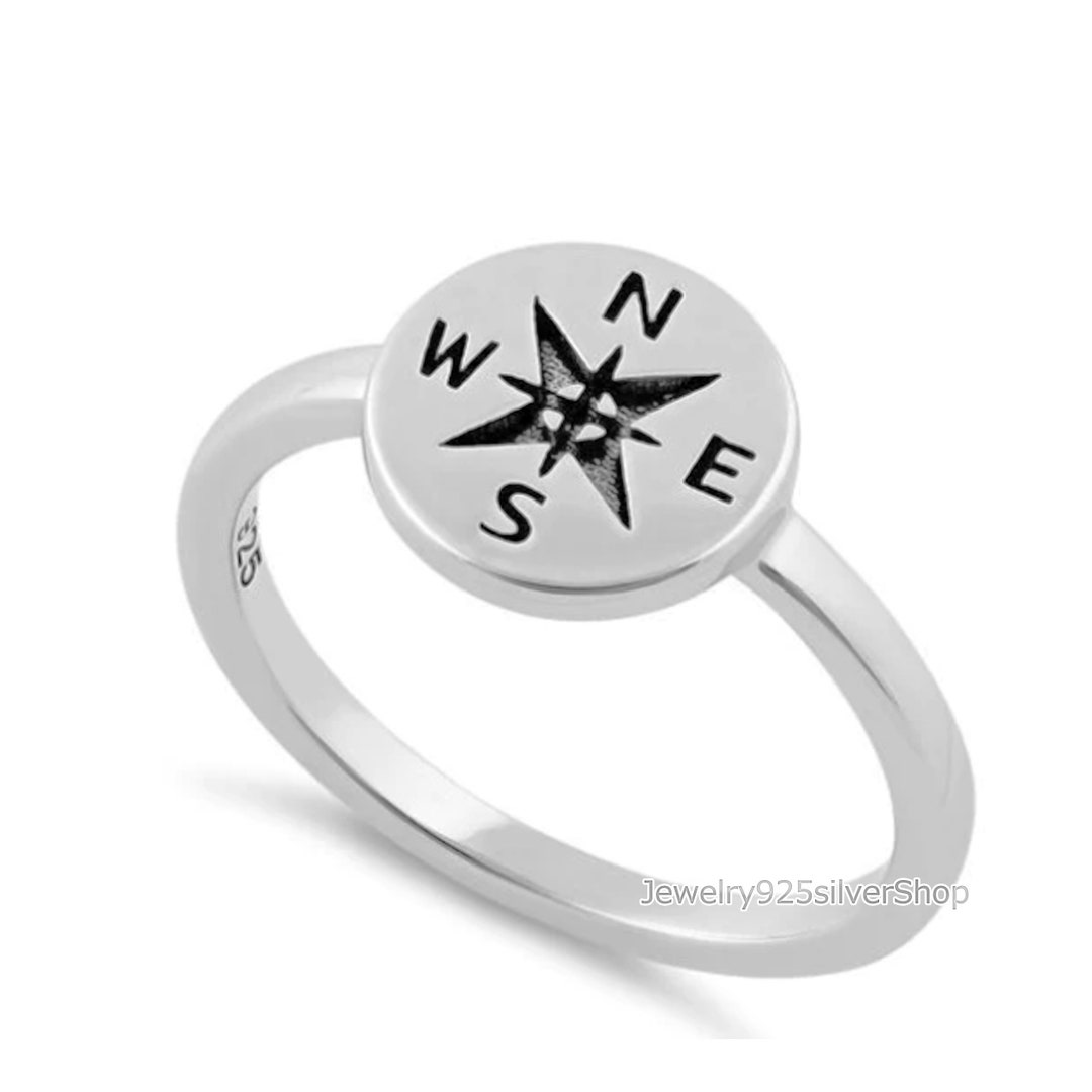 Compass Ring, 925 Sterling Silver Ring, Minimalist Ring, Handmade Ring