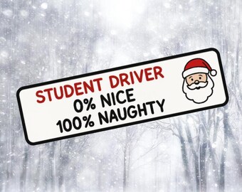 Student Driver 0% Nice Funny Christmas Car Magnet 20x6cm Driving Instructor Gift Sticker