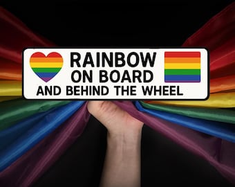 Rainbow On Board Magnet Sticker Newly Passed Driver Car Sign 20x6cm LGBTQ Gay Pride Gift