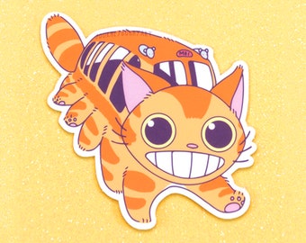 Autocollant rayé orange cat vinyle / imperméable à l’eau / résistant aux UV / Décalcomanies