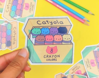 Cat Crayons Vinyl Sticker / Waterproof / UV Resistant / Decal