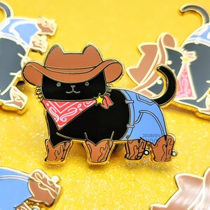 Yeehaw Cat / Hard Enamel Pin Black Cat