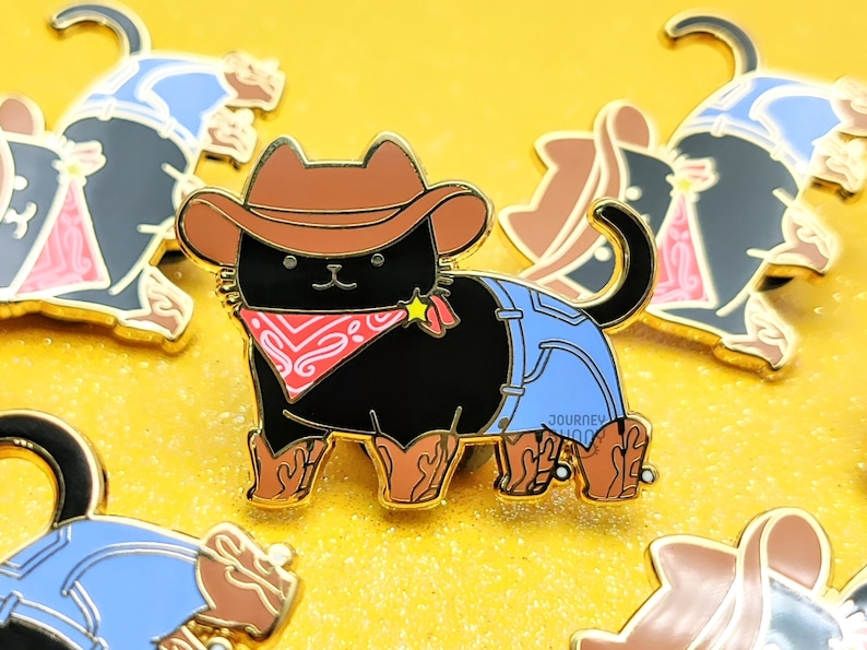 Yeehaw Cat / Hard Enamel Pin Black Cat