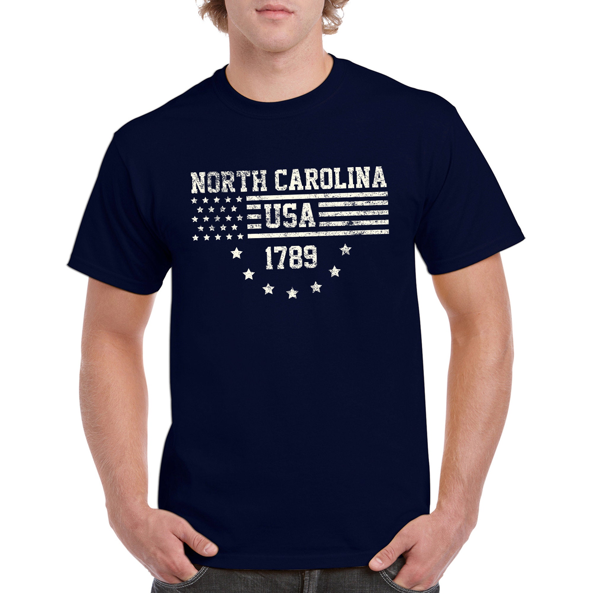 North Carolina 1789 USA Flag Statehood T-Shirt Distressed | Etsy