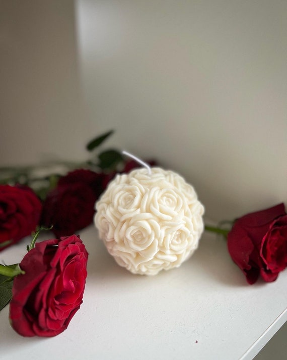 Bougie bouquet de roses 9cm / Rose ball / Fleurs  / Fait main / Cadeau de Noël / Cadeau mariage / Rose