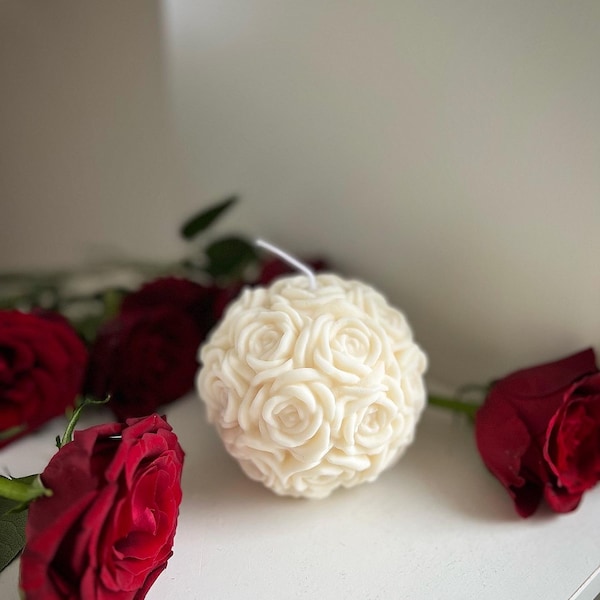 Bougie boeket de rozen 9cm / Rozenbal / Fleurs / Fait main / Cadeau de Noël / Cadeau mariage / Roos