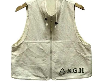 Vintage 90's Hai Sporting Gear Issey Miyake Reversible Boxy Vests Cream & White Colour Size M