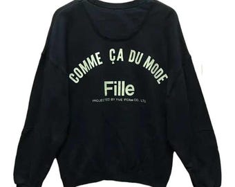 Sudadera vintage de los 90 de Comme Ca Du Mode Fille by Five Fox, color azul oscuro, talla L.