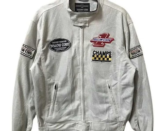 Vintage 90's Yellow Corn Motorsports Highway Magician Bikers Jackets Beige Colour Size L
