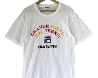 Vintage 80's Fila Tennis Tshirts White Colour Size L