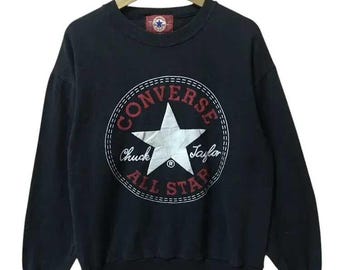 Sudadera Converse All Star vintage de los 90, color negro, talla L