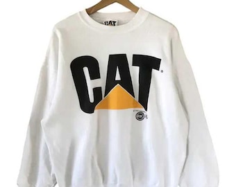 Vintage 90's Caterpillar Sweatshirts White Colour Size XL