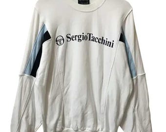 Sudadera deportiva vintage Sergio Tacchini de los años 90, color blanco, talla XL.
