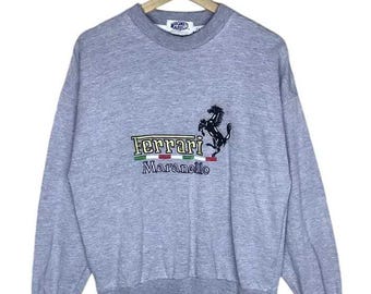 Sudadera vintage de los 90 de Ferrari Maranello de Magneti Marelli, color gris, talla M.