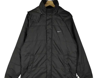 Vintage Y2K Nike Swoosh Puffer Jackets Gray Colour Size L