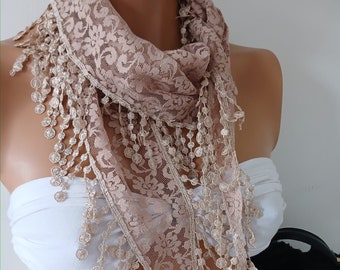 Mocha Lace Scarf Small Scarf Birthday Gifts