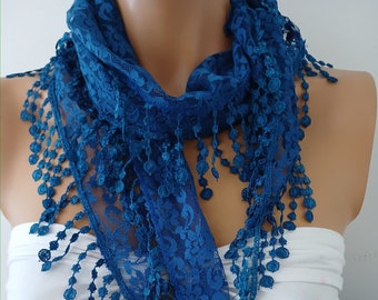 Royal Blue Lace Scarf  Venice Lace Scarf