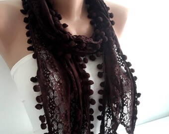 Brown Lace Scarf Venice Lace Scarf Gift for Her Scarf for Women Teacher Gift Graduation Gift Dr Gift Christmas Scarf Unique