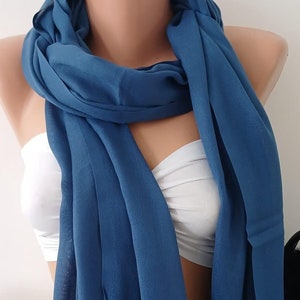 Scarf, Cotton Scarf, Sea Blue Scarf, Long Scarf, Gift For Her Gifts