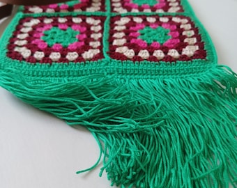 Crochet Bag, Granny Square Bag, Summer Green, Handmade Bag, knitted bag, Crossbody Bag
