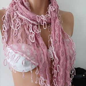 Mother's Day Gift Mom Gift Soft Pink Lace Scarf Unique Scarf Silver Glitter Scarves Gift zdjęcie 3