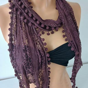 Women Accessories Brown Lace Scarf Venice Lace Scarf Gift for Her Scarf for Women