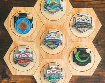 Set of 7 Honeycomb Medal Holders / Hanger / Wall Mounted Display