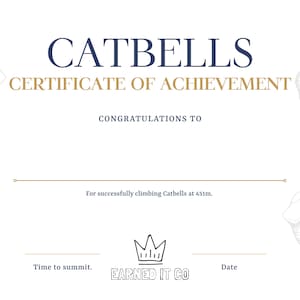 Catbells Certificate | A4 PDF | Ready To Print | Digital File | I Climbed