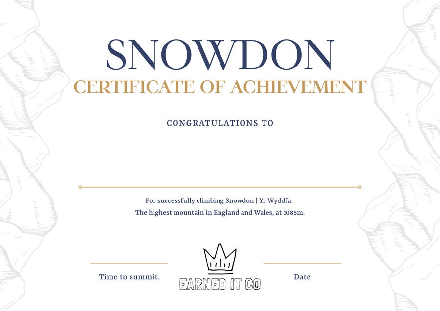 Snowdon Certificate A4 PDF Ready to Print I Climbed Snowdon - Etsy UK