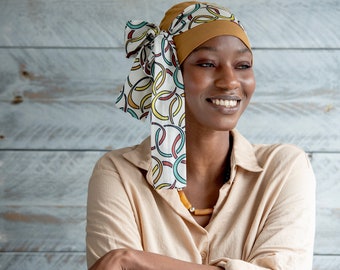 Bonnet et écharpe de chimio de luxe en bambou Camel Yanna pour femmes atteintes de perte de cheveux cancéreuse ou d'alopécie | Bonnet turban de chimiothérapie Moyenne