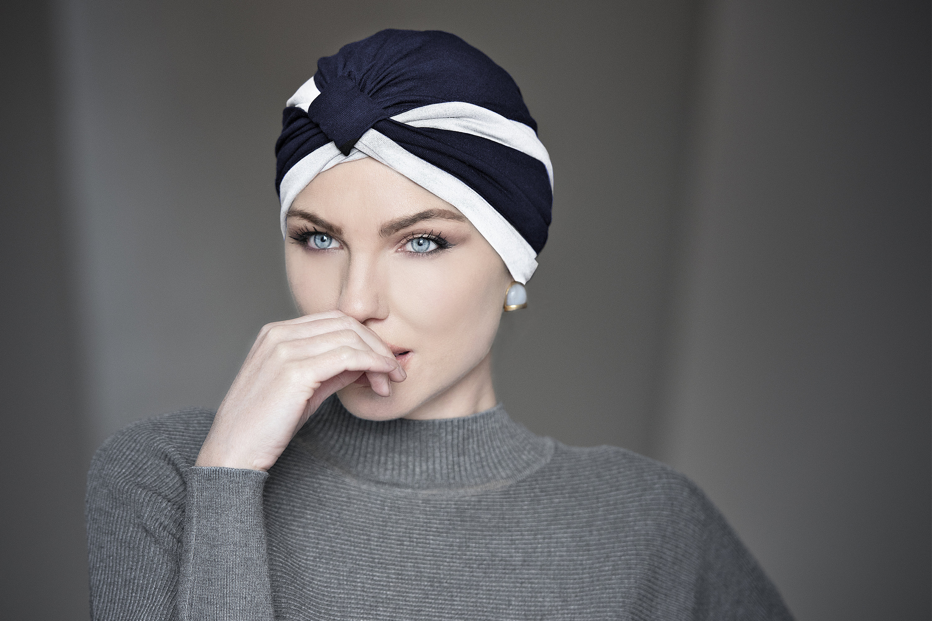100% Cotton Star Cap For Women - Headscarf For Chemo, Alopecia & Hair Loss (Grey) - View #12