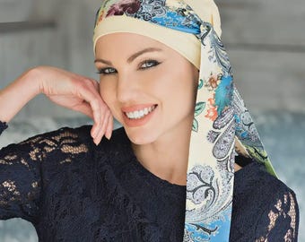 Bamboo Chemo Headwear Hat and Scarf | Yellow Lotus Turban Cap- Yanna