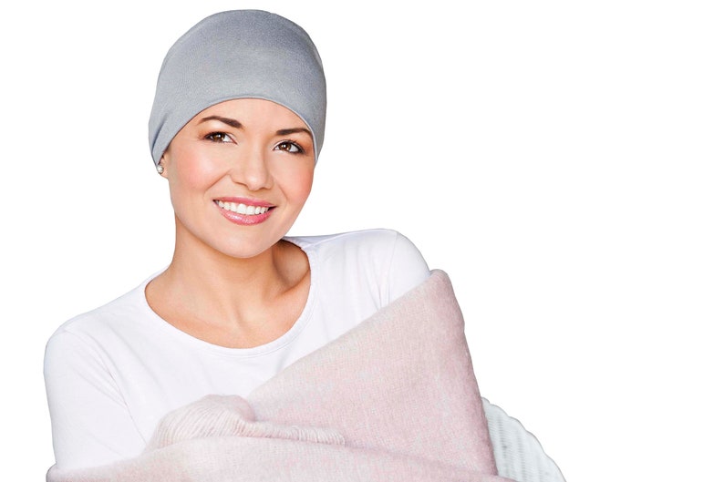 Masumi Cotton Cozy Sleep Cap for Women, Chemo Headwear Cancer Hat, Hats for Cancer Patients, Soft Chemo Cap, Turbans, Alopecia Hair Loss Grey