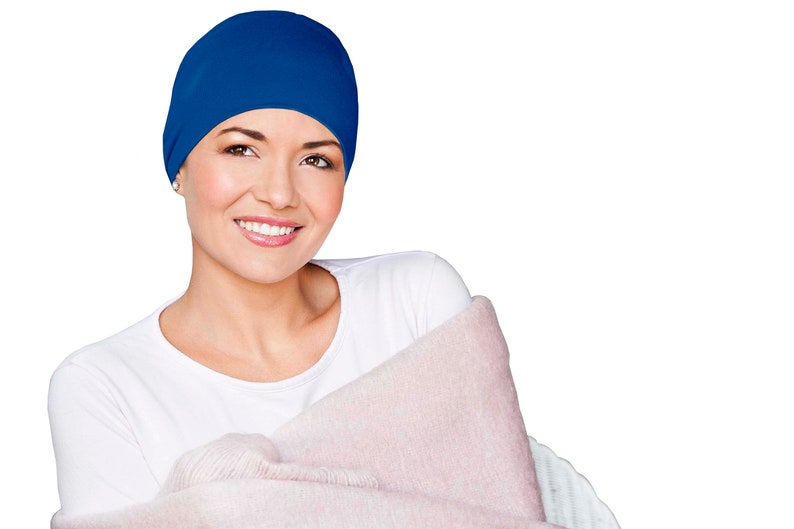 Masumi Cotton Cozy Sleep Cap for Women, Chemo Headwear Cancer Hat, Hats for Cancer Patients, Soft Chemo Cap, Turbans, Alopecia Hair Loss Navy