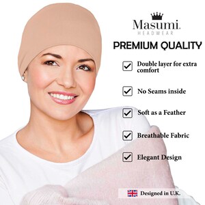 Masumi Berretto da notte accogliente in cotone per donna, Copricapo chemio Cappello per cancro, Cappelli per pazienti affetti da cancro, Berretto chemio morbido, Turbanti, Perdita di capelli alopecia immagine 5