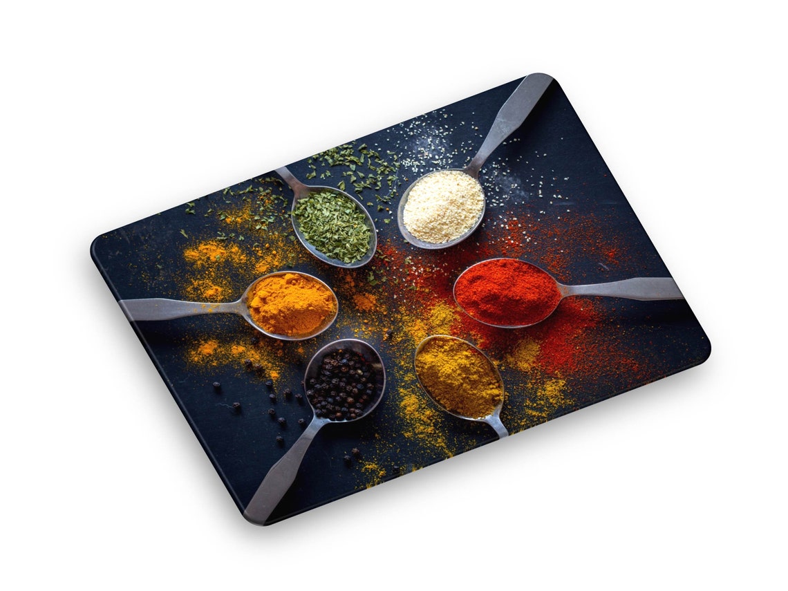 Glass Worktop Saver Chopping Board Spices Design Etsy