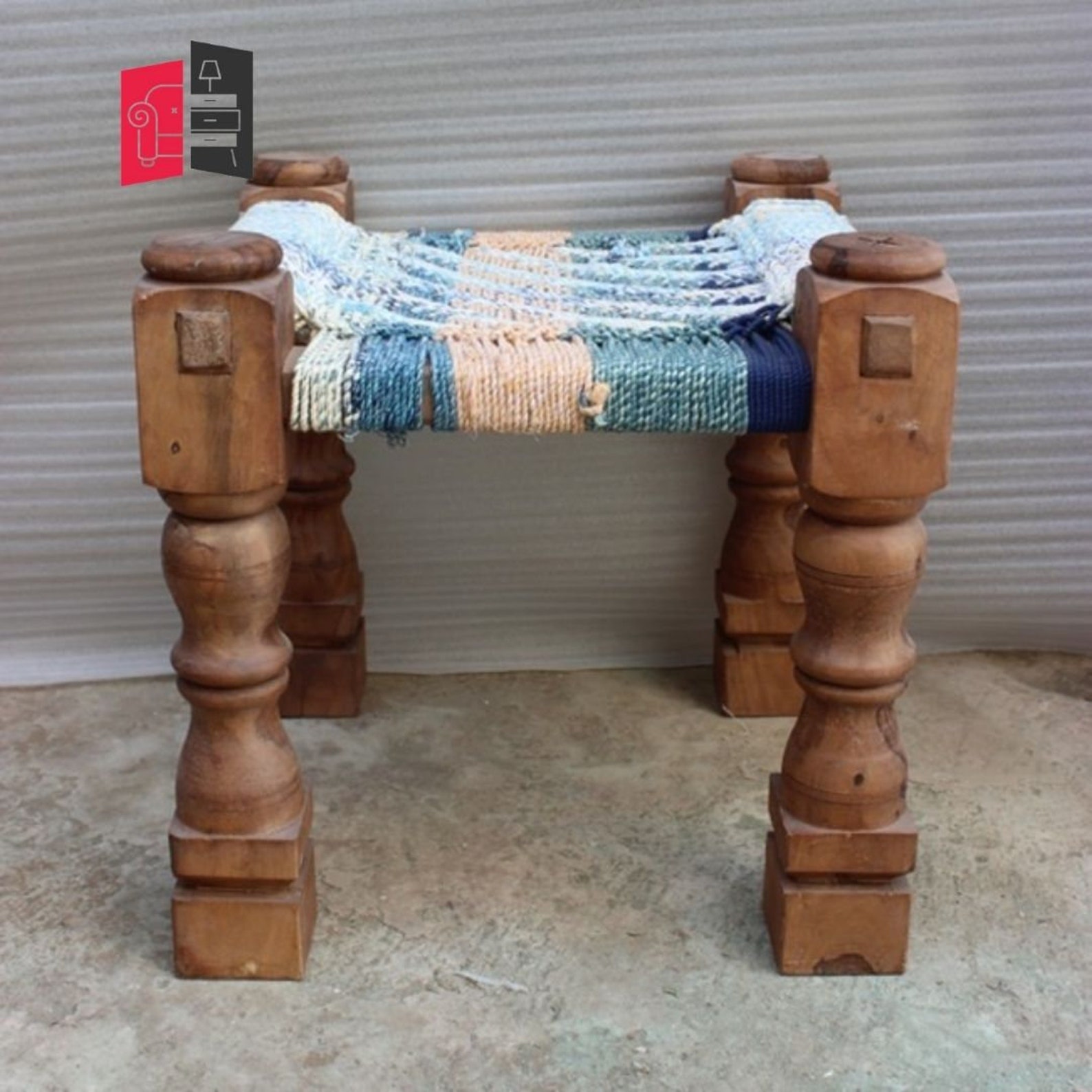 Indian Solid Wood Charpai Khat Manjhi Woven Charpoy Ottoman Etsy