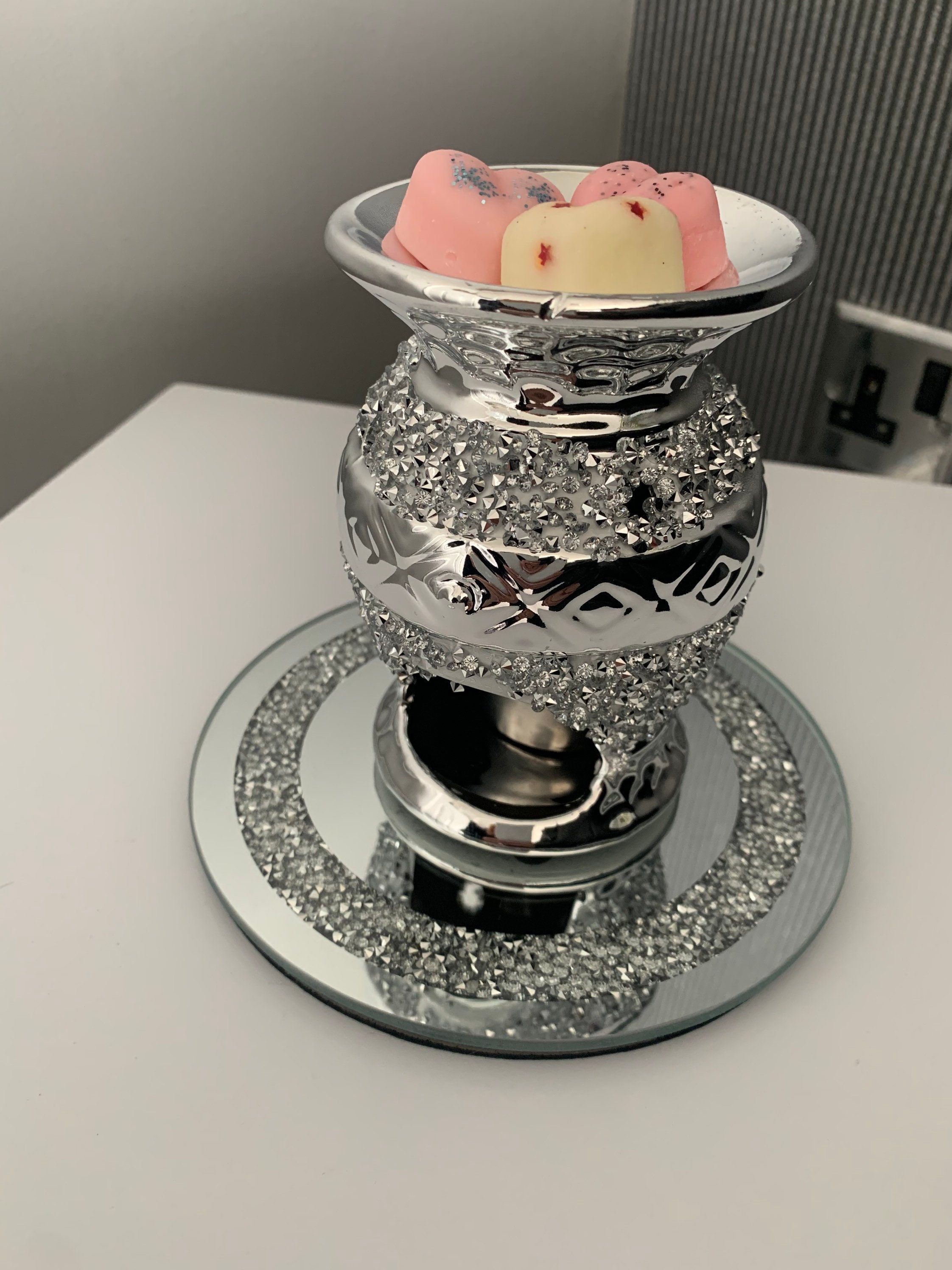 FREE Crystal wax warmer plate Crystal wax warmer silver wax Etsy