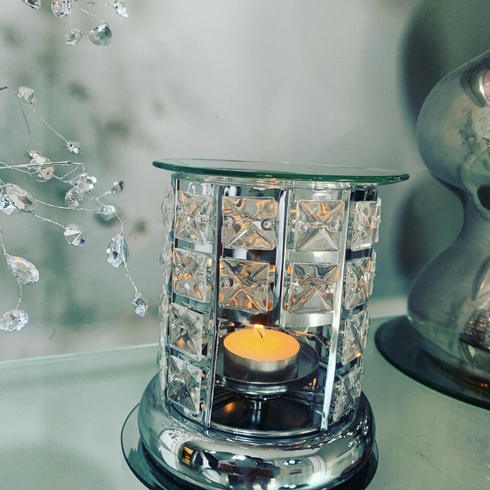 Beautiful Clear Crystal Wax Melts Warmer Clear and silver wax Etsy