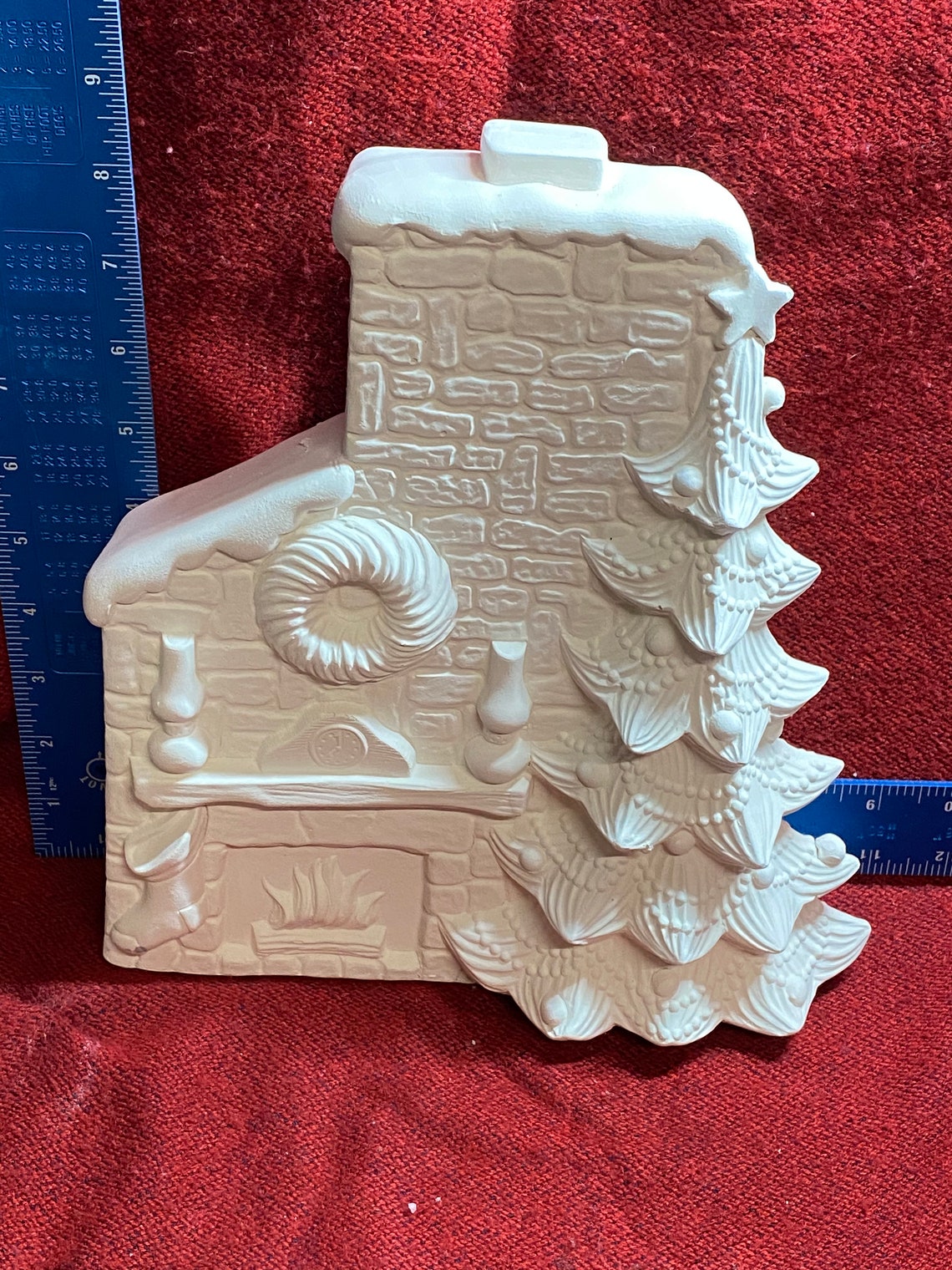 Fireplace with Christmas tree ceramic bisque Etsy