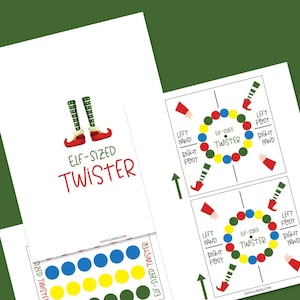Twister-spel i älvstorlek, Twister-spel, digital nedladdning, direktnedladdning, utskrivbar nedladdning, spel i älvstorlek, julspel