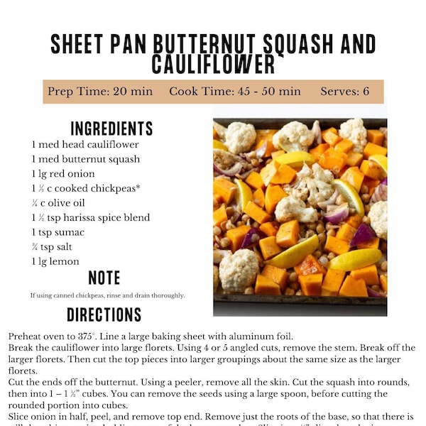 Sheet Pan Butternut Squash and Cauliflower