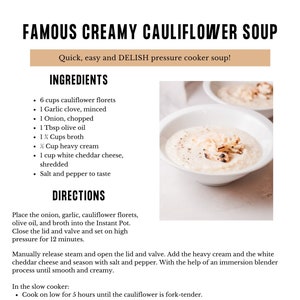 Our Famous Creamy Cauliflower Soup Recipe