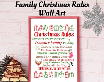 Familie Weihnachtsregeln sofortiger download, Weihnachten Wandkunst, Urlaub Wandkunst, Weihnachten Printable, Chritmas Printables, Xmas Wandkunst, Xmas