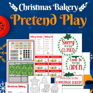Christmas Bakery Pretend Play Printable Set, Digital Download, Instant Download, Printable Download, Pretend Play, STEM, STEM Activities