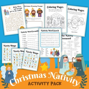 Christmas Nativity Set for Kids, instant download, Christmas workbook, digital download, kid’s workbook, Nativity